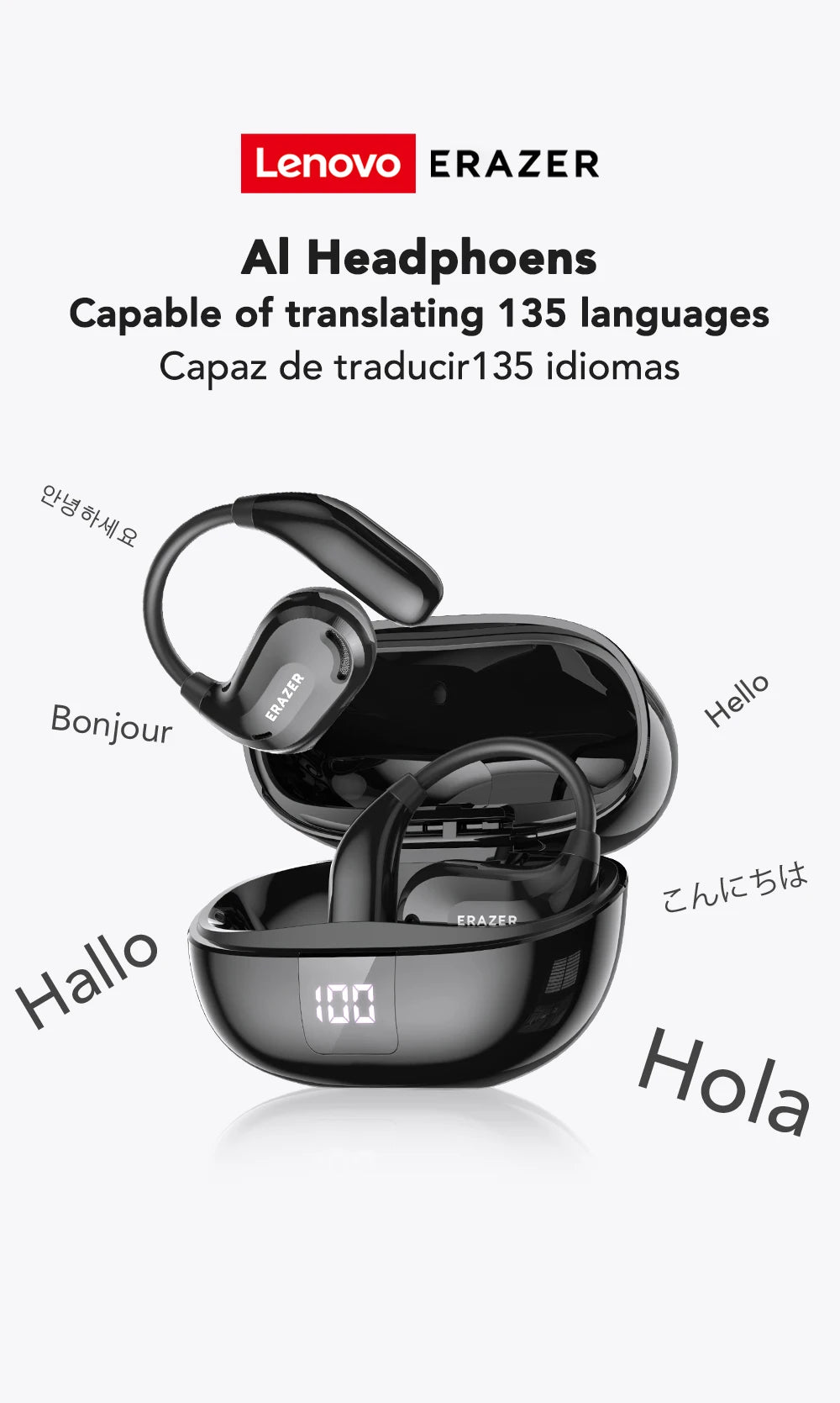 ERAZER XT66pro Wireless 5.4 Earphones with AI Translator & Mic