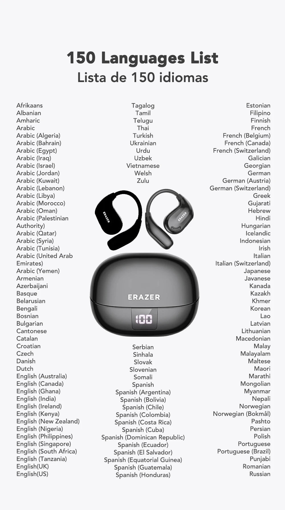 ERAZER XT66pro Wireless 5.4 Earphones with AI Translator & Mic