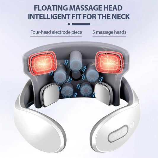 Smart Pules Neck Massage Intelligent Electric Rechargeable Heating Hot Pressing Magnetic Tens  Pulse Neck Massage Instrument